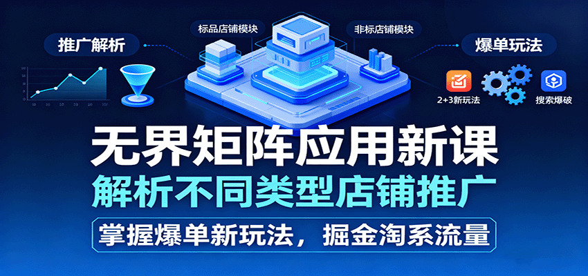 无界矩阵应用新课，解析不同类型店铺推广，掌握爆单新玩法，掘金淘系流量
