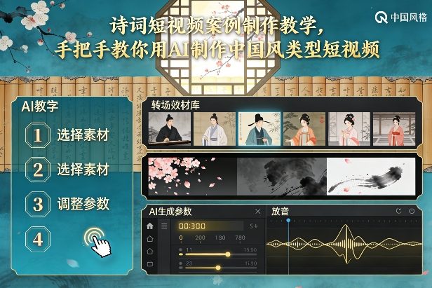 古诗词短视频案例制作教学，手把手教你用AI制作中国风类型短视频