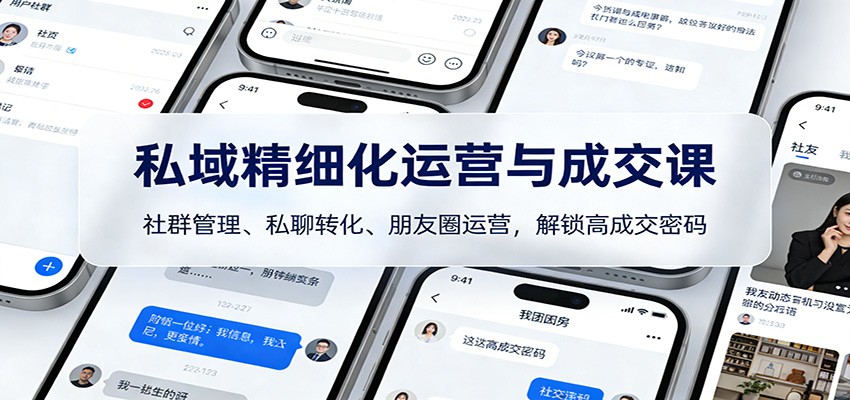 私域精细化运营与成交课:社群管理、私聊转化、朋友圈运营,解锁高成交密码