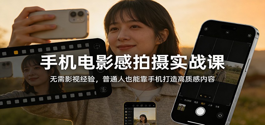 手机电影感拍摄实战课:无需影视经验,普通人也能靠手机打造高质感内容