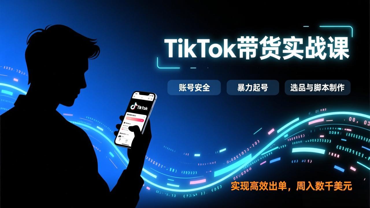 (17278期)TikTok带货实战课,涵盖账号安全、暴力起号、选品与脚本制作,实现高效出单,周入数千美元