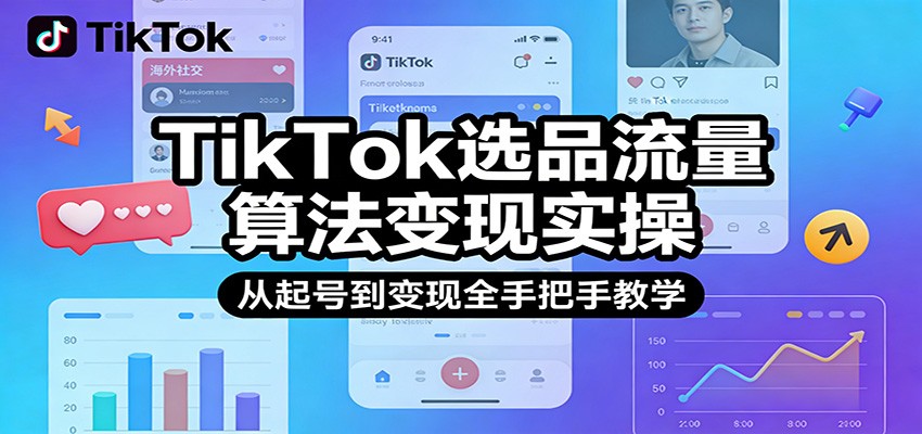 TikTok选品流量算法变现实操，从起号到变现全手把手教学
