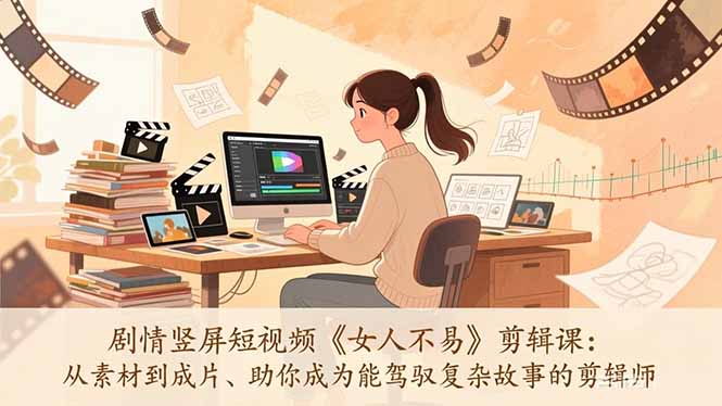 （17305期）剧情竖屏短视频《女人不易》剪辑课：从素材到成片、助你成为能驾驭复杂故事的剪辑师