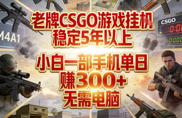 老牌CSGO游戏挂G,稳定5年以上,小白一部手机单日賺3张+,无需电脑